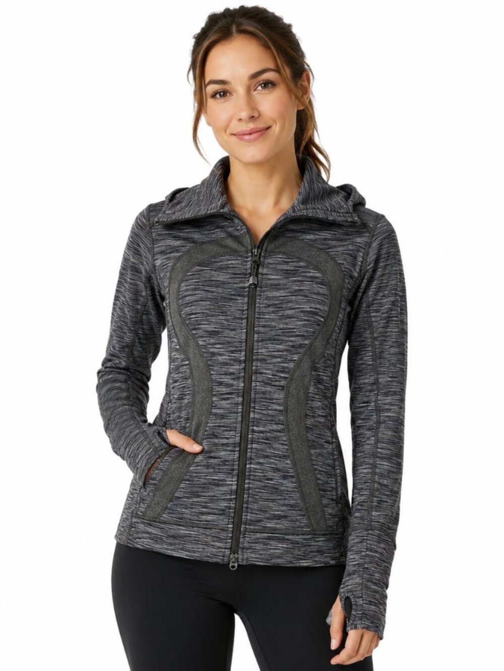 Lululemon Stride Jacket Grey Hooded Full Zip Jacket Size 6